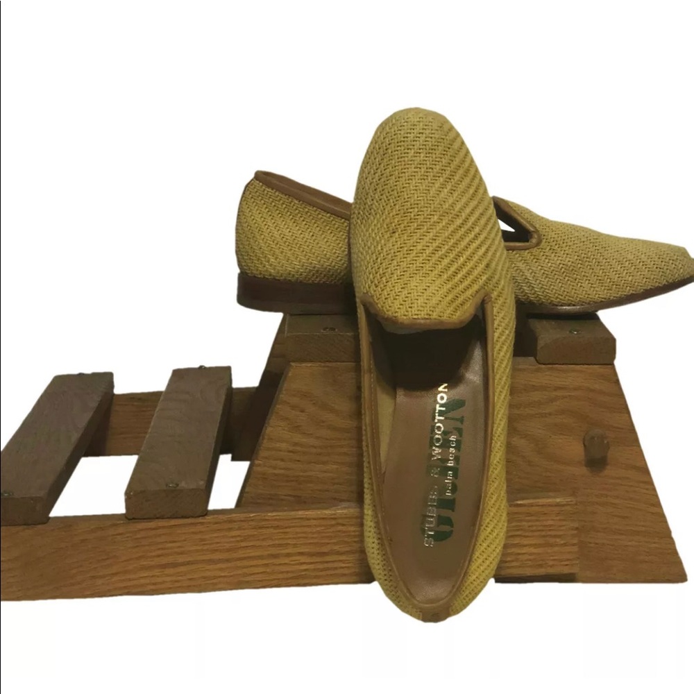 Stubbs & Wootton Straw Raffia shoe loafer womens 9